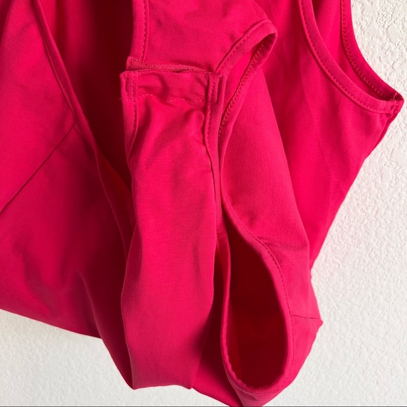 Hot Pink Harness Strappy V-Neck Tank Bodysuit - Picture 5 of 10